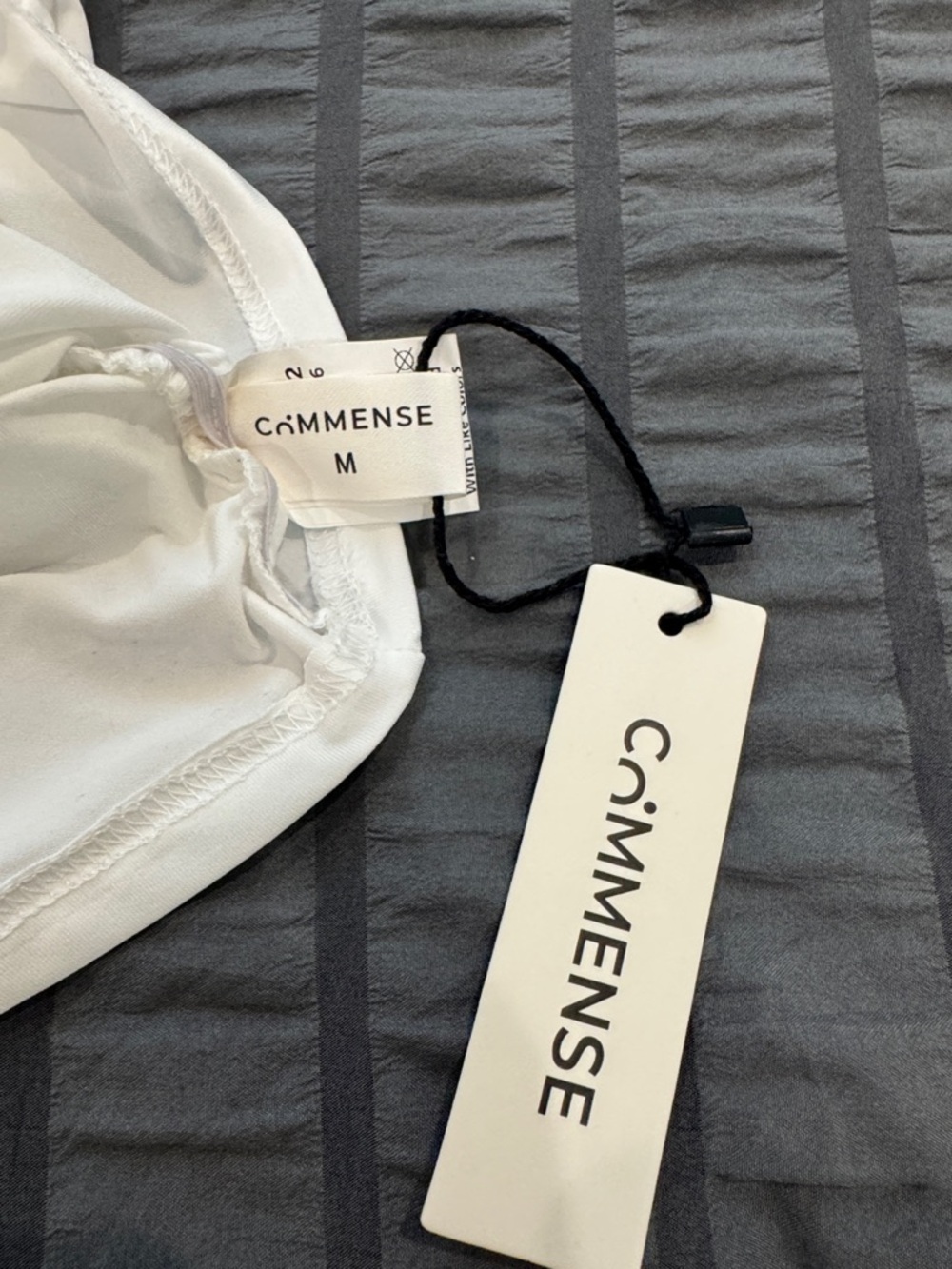 Commense White One-Shoulder Ruched Tank - Picture 2 of 2